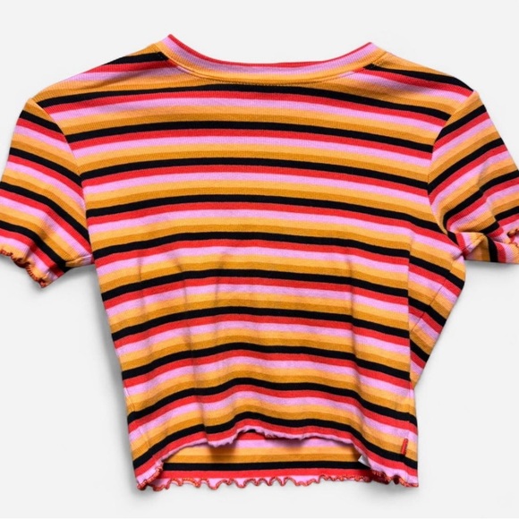 Y2K Dickies Multi-Colored Striped Crop Top - Picture 1 of 5